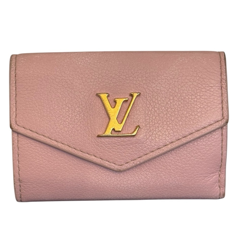 LOUIS VUITTON Authentic Mini Leather Pink Trifold Wallet Floral Interior & COA